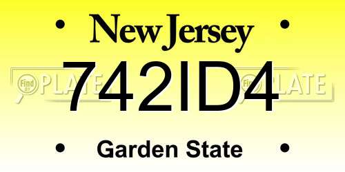 742ID4 New Jersey License Plate