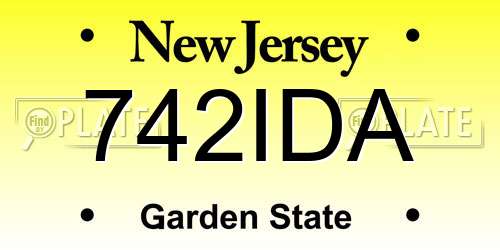 742IDA New Jersey License Plate