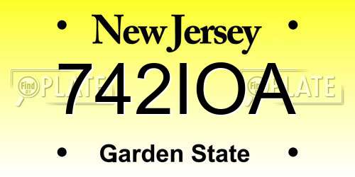 742IOA New Jersey License Plate