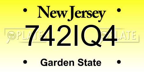 742IQ4 New Jersey License Plate