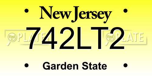742LT2 New Jersey License Plate