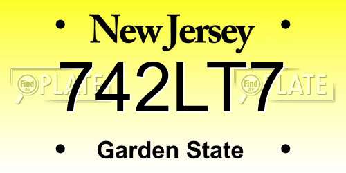 742LT7 New Jersey License Plate