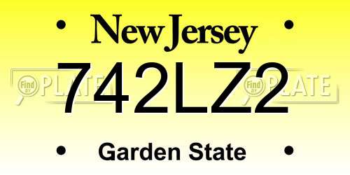 742LZ2 New Jersey License Plate