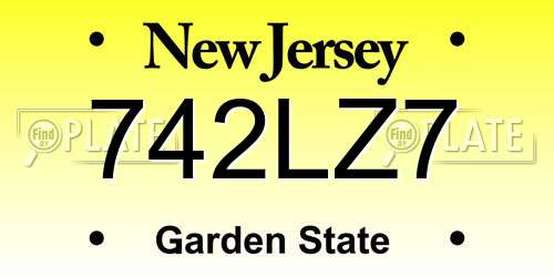 742LZ7 New Jersey License Plate