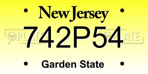 742P54 New Jersey License Plate