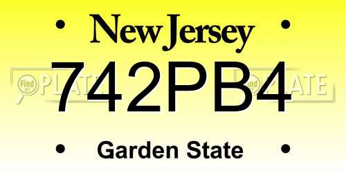 742PB4 New Jersey License Plate