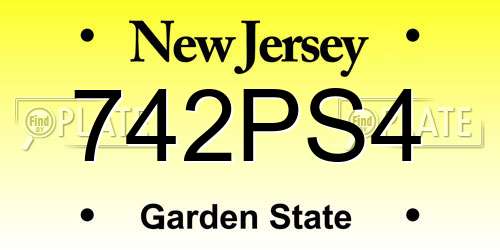 742PS4 New Jersey License Plate