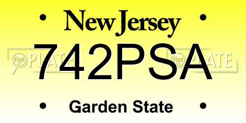 742PSA New Jersey License Plate