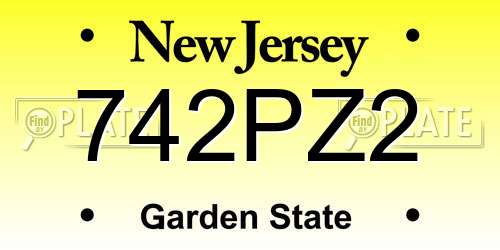 742PZ2 New Jersey License Plate