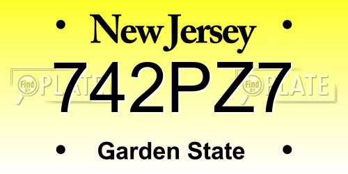 742PZ7 New Jersey License Plate
