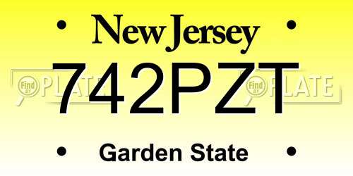 742PZT New Jersey License Plate
