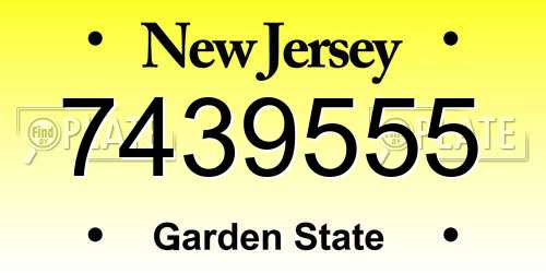 7439555 New Jersey License Plate