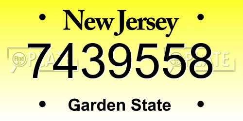7439558 New Jersey License Plate