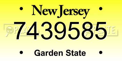 7439585 New Jersey License Plate
