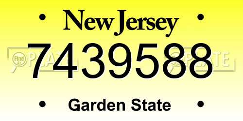 7439588 New Jersey License Plate