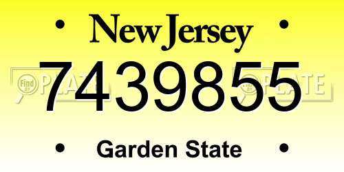 7439855 New Jersey License Plate