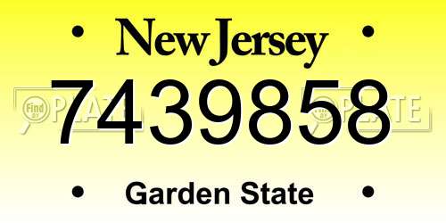 7439858 New Jersey License Plate