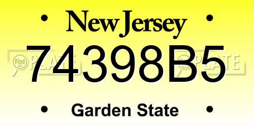 74398B5 New Jersey License Plate