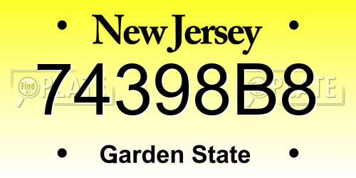 74398B8 New Jersey License Plate
