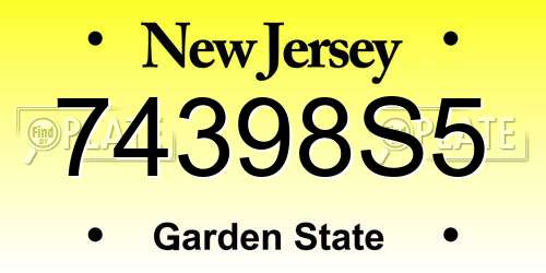 74398S5 New Jersey License Plate