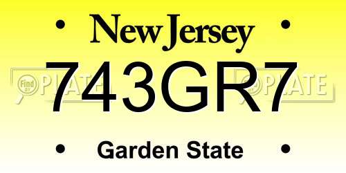 743GR7 New Jersey License Plate