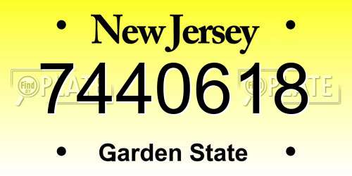 7440618 New Jersey License Plate