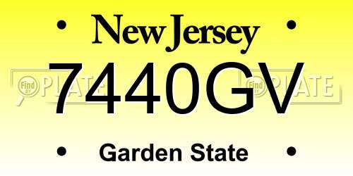 7440GV New Jersey License Plate