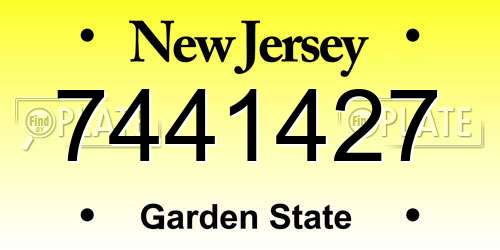7441427 New Jersey License Plate