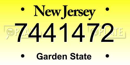 7441472 New Jersey License Plate