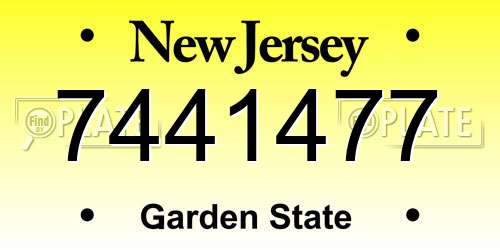7441477 New Jersey License Plate