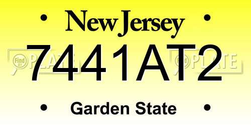 7441AT2 New Jersey License Plate