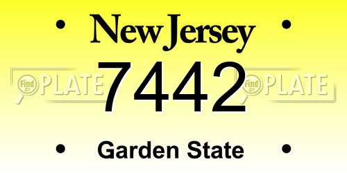 7442 New Jersey License Plate