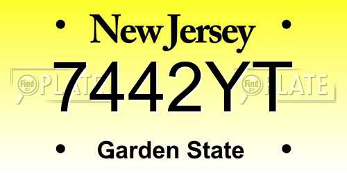 7442YT New Jersey License Plate
