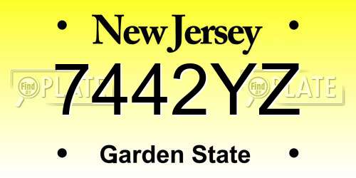 7442YZ New Jersey License Plate