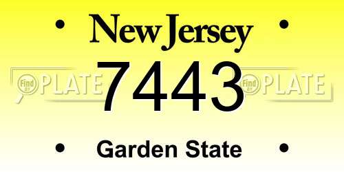 7443 New Jersey License Plate