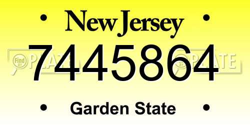 7445864 New Jersey License Plate