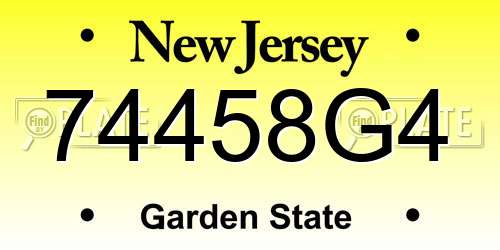 74458G4 New Jersey License Plate