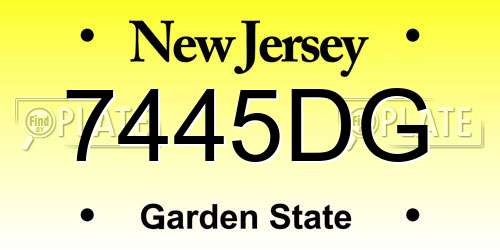 7445DG New Jersey License Plate