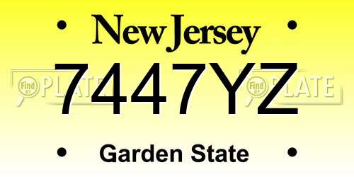 7447YZ New Jersey License Plate