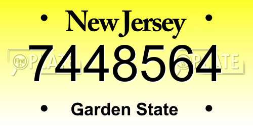 7448564 New Jersey License Plate