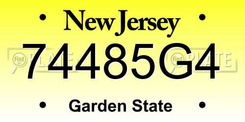 74485G4 New Jersey License Plate