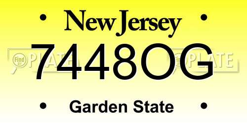 7448OG New Jersey License Plate
