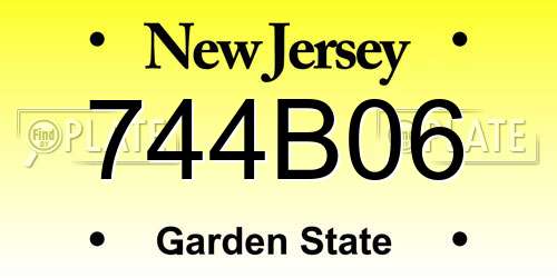 744B06 New Jersey License Plate