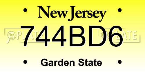 744BD6 New Jersey License Plate