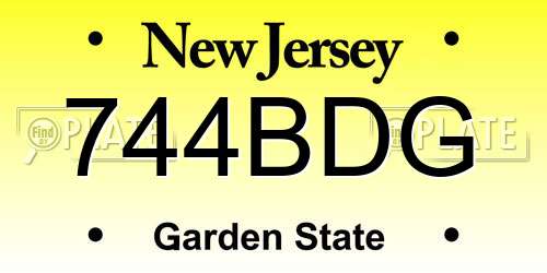 744BDG New Jersey License Plate