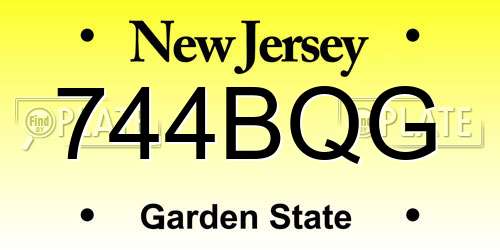 744BQG New Jersey License Plate