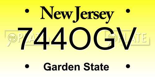 744OGV New Jersey License Plate