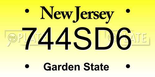 744SD6 New Jersey License Plate