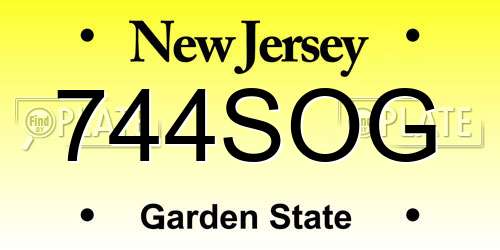 744SOG New Jersey License Plate