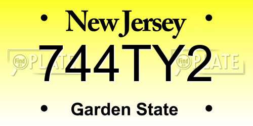 744TY2 New Jersey License Plate